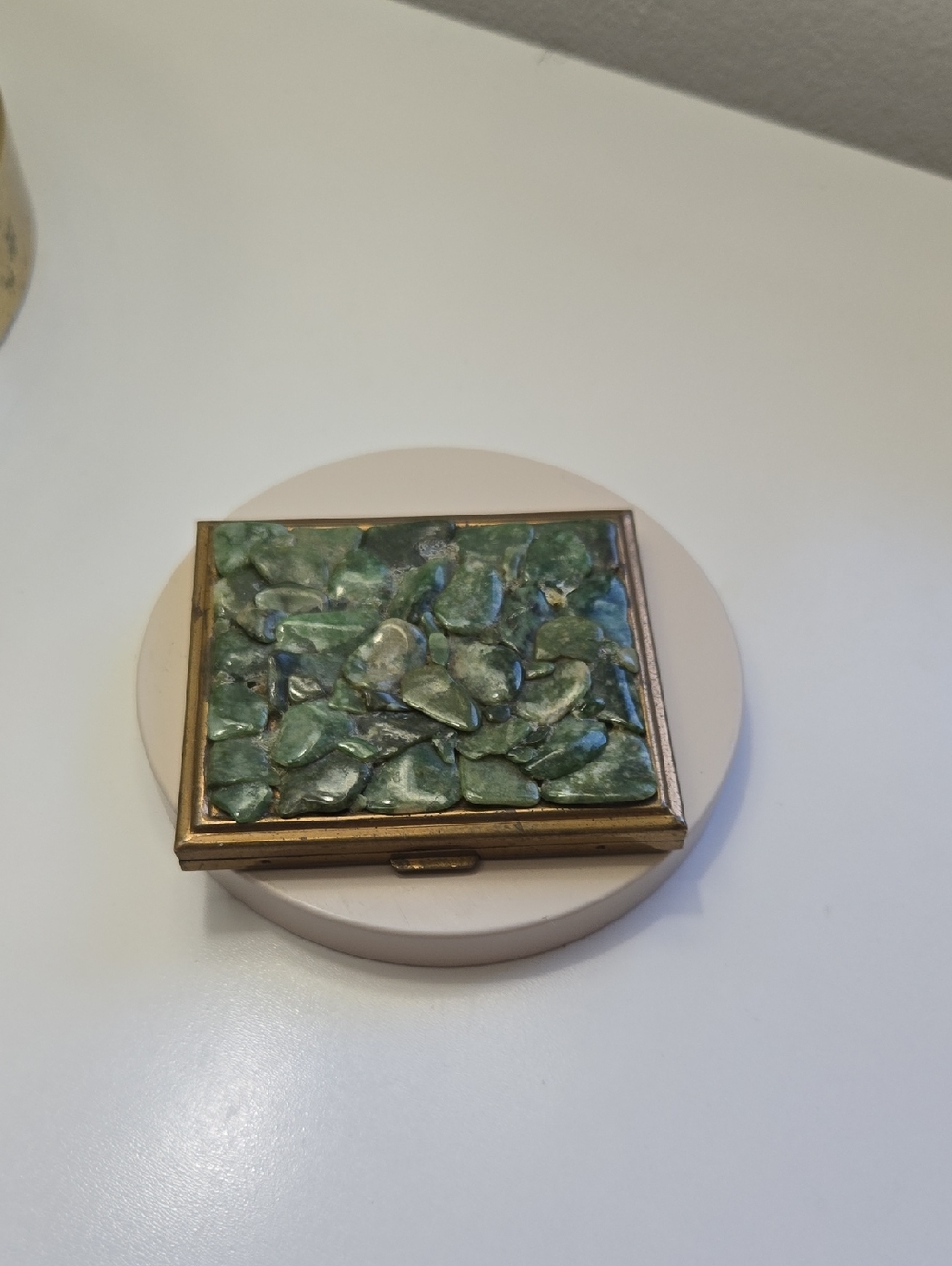 Vintage Green Stone Mosaic Compact Mirror